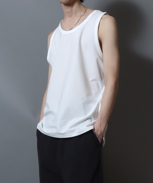 ANPAS(アンパス)の「Lightweight Waffle-Knit Tank Top / 軽量ワッフルタンクトップ メンズ インナー 無地 ノースリーブ(タンクトップ・メンズ・ホワイト/チャコールグレー/グレイッシュベージュ・L/M)」の7枚目の写真