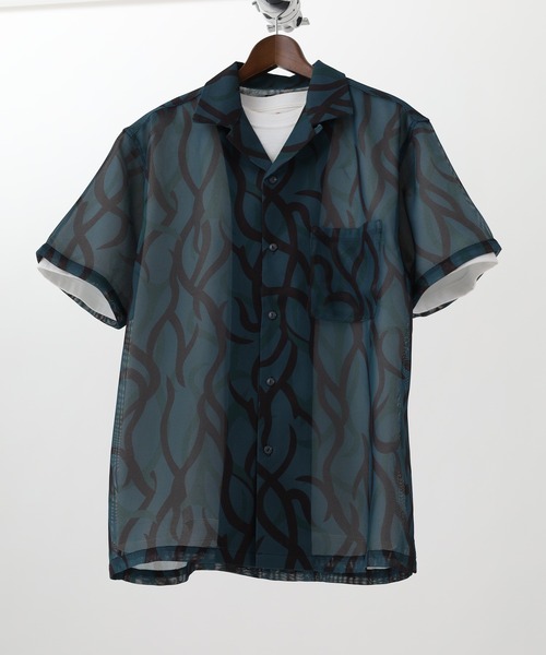 BIG MIKE SS SHIRTS 総柄オープンカラーシャツ トライバルカモ