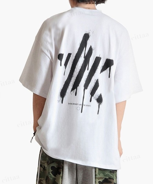 Dalfwin(ダールフィン)の「韓国ファッション BRIGHTスプレープリント半袖Tシャツ(Tシャツ/カットソー・レディース・ホワイト/ブラック・FREE)」の9枚目の写真