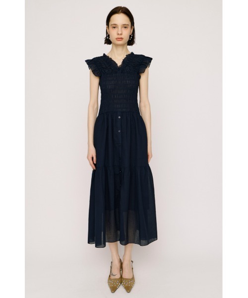 SLY（スライ）の「SHIRRING V/N L/OP シャーリングブイネックロングワンピース 夏服（ワンピース・レディース・ブラウン/ネイビー/ブラック・2/1）」の15枚目の写真