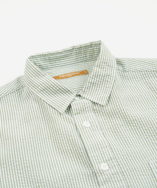 FRIZMWORKS(フリズムワークス)の「OG STRIPE SEERSUCKER HALF SHIRT _ GREEN(シャツ/ブラウス・メンズ・その他・SMALL/MEDIUM/LARGE/X-LARGE)」の3枚目の写真