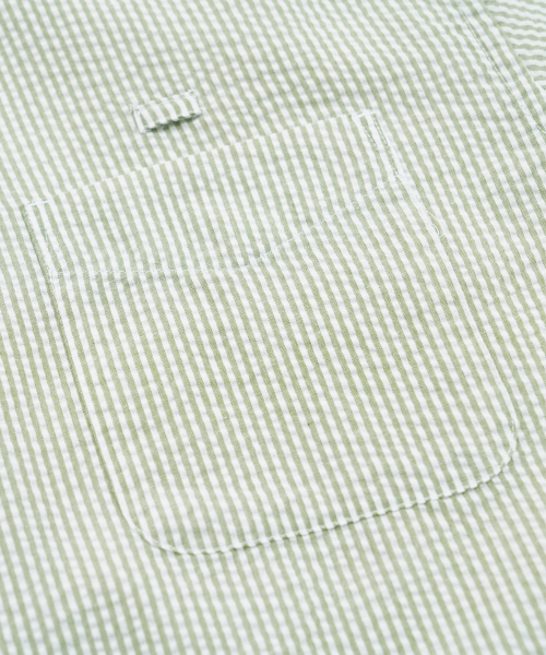 FRIZMWORKS(フリズムワークス)の「OG STRIPE SEERSUCKER HALF SHIRT _ GREEN(シャツ/ブラウス・メンズ・その他・SMALL/MEDIUM/LARGE/X-LARGE)」の4枚目の写真