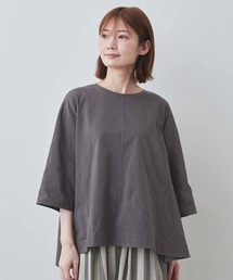ＩＥＤＩＴ　汗じみ軽減加工　ヒラっとフレアーシルエットが華やか　六分袖カットソートップス