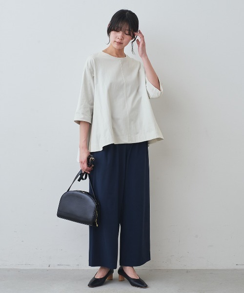 IEDIT(イディット)の「IEDIT 汗じみ軽減加工 ヒラっとフレアーシルエットが華やか 六分袖カットソートップス(Tシャツ/カットソー・レディース・ホワイト系その他/グレー系その他/ブルーグリーン・LL/4L/L/M/3L/S)」の7枚目の写真