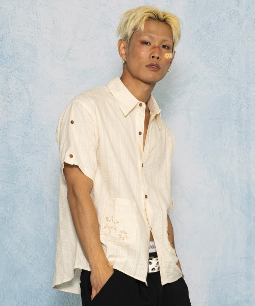 GLACK（グラック）の「GS019 ポケットポイントシアサーカークーバンシャツ (アイボリー)（シャツ/ブラウス・レディース・その他・MEDIUM/LARGE）」の4枚目の写真