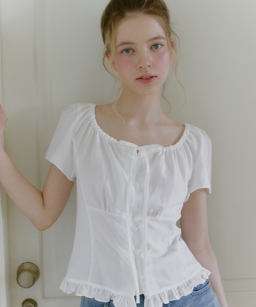 MICANE(ミケーネ)の「メローフリルブラウス(シャツ/ブラウス・レディース・アイボリー/ブラック・XX-LARGE/LARGE/MEDIUM/SMALL/X-LARGE)」の3枚目の写真