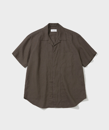 PURE LINEN SHORT SLEEVE SHIRT (BROWN)