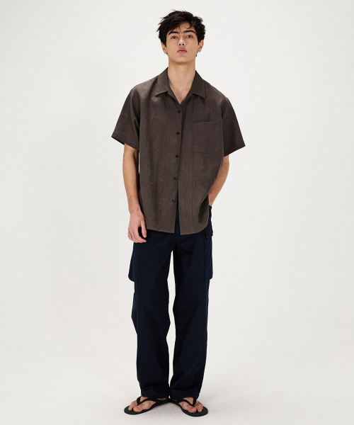 SHIRTER（シャーター）の「PURE LINEN SHORT SLEEVE SHIRT (BROWN)（シャツ/ブラウス・メンズ・その他・LARGE/SMALL/MEDIUM）」の5枚目の写真