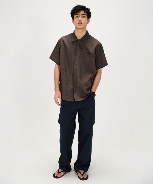 SHIRTER（シャーター）の「PURE LINEN SHORT SLEEVE SHIRT (BROWN)（シャツ/ブラウス・メンズ・その他・LARGE/SMALL/MEDIUM）」の6枚目の写真