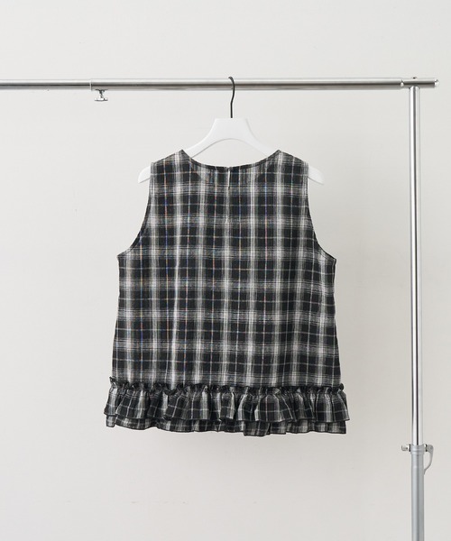 NOGLE(ノグル)の「【NOGLE/ノグル】チェックフリルトップス(その他トップス・レディース・ホワイト/ブラック/ブラウン・FREE)」の5枚目の写真
