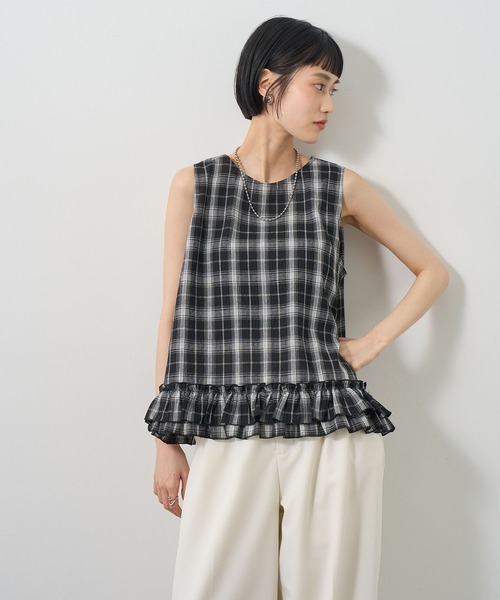 NOGLE(ノグル)の「【NOGLE/ノグル】チェックフリルトップス(その他トップス・レディース・ホワイト/ブラック/ブラウン・FREE)」の22枚目の写真