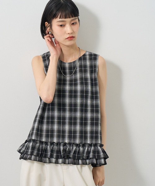 NOGLE(ノグル)の「【NOGLE/ノグル】チェックフリルトップス(その他トップス・レディース・ホワイト/ブラック/ブラウン・FREE)」の16枚目の写真