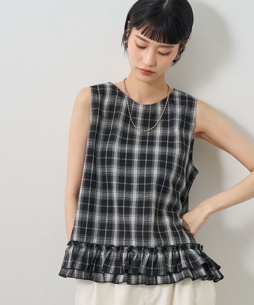 NOGLE(ノグル)の「【NOGLE/ノグル】チェックフリルトップス(その他トップス・レディース・ホワイト/ブラック/ブラウン・FREE)」の15枚目の写真