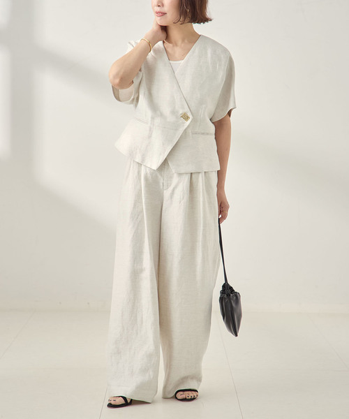 journal standard L'essage(ジャーナルスタンダードレサージュ)の「《セットアップ可》LINOワイドパンツ(スラックス・レディース・ブラック/アイボリー・36/38)」の3枚目の写真