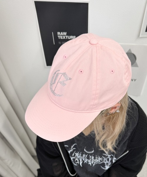 WEGO(ウィゴー)の「WEGO/ラインストーンロゴキャップ(キャップ・レディース・ブラック/その他1/ライトピンク/スミクロ・FREE)」の7枚目の写真