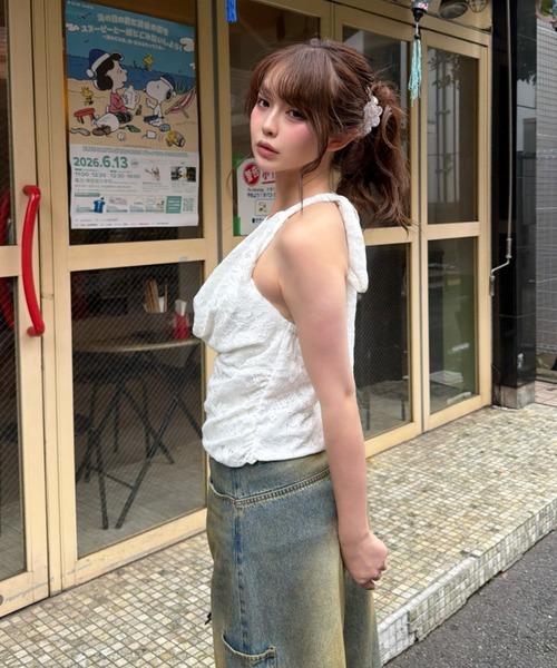 RAY CASSIN(レイカズン)の「【チェック / レース】ホルタータイトップス(シャツ/ブラウス・レディース・ブラック系その他2/ホワイト系その他2/ブルー系その他3/ベージュ系その他3・FREE)」の7枚目の写真