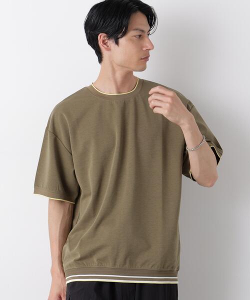 NANO universe(ナノユニバース)の「リブスムースTシャツ 半袖(Tシャツ/カットソー・メンズ・チャコール/カーキ/ネイビー・S/M/L)」の2枚目の写真