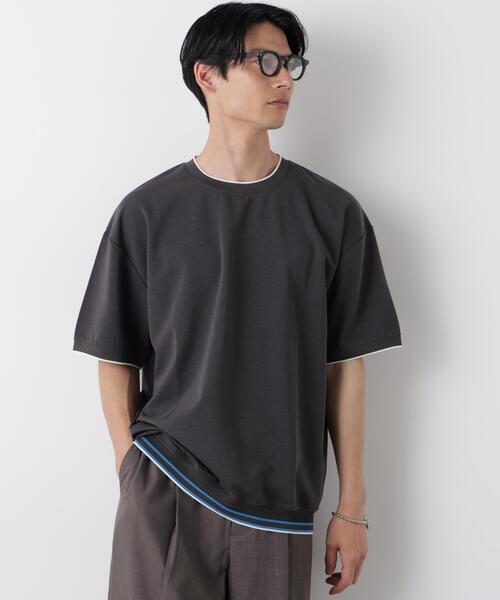 NANO universe(ナノユニバース)の「リブスムースTシャツ 半袖(Tシャツ/カットソー・メンズ・チャコール/カーキ/ネイビー・S/M/L)」の4枚目の写真
