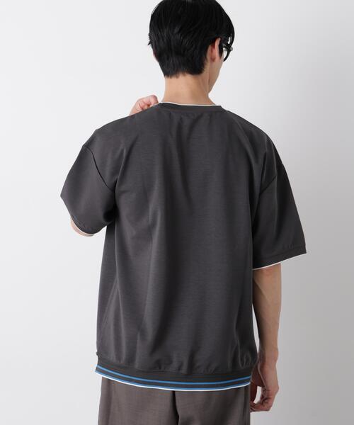 NANO universe(ナノユニバース)の「リブスムースTシャツ 半袖(Tシャツ/カットソー・メンズ・チャコール/カーキ/ネイビー・S/M/L)」の6枚目の写真
