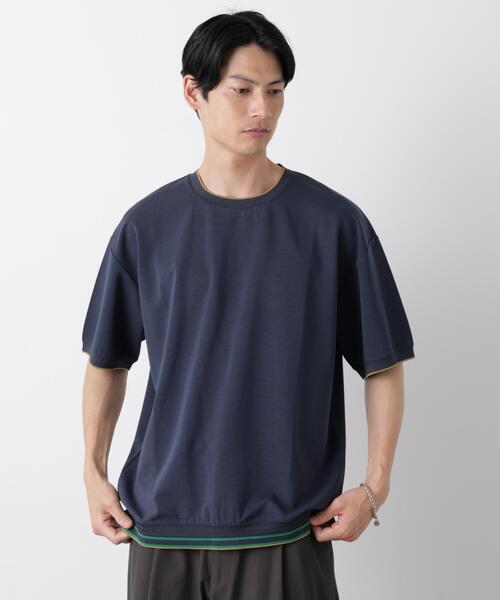NANO universe(ナノユニバース)の「リブスムースTシャツ 半袖(Tシャツ/カットソー・メンズ・チャコール/カーキ/ネイビー・S/M/L)」の11枚目の写真