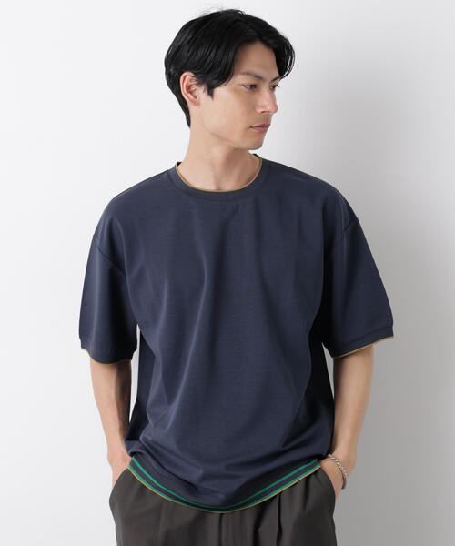 NANO universe(ナノユニバース)の「リブスムースTシャツ 半袖(Tシャツ/カットソー・メンズ・チャコール/カーキ/ネイビー・S/M/L)」の12枚目の写真