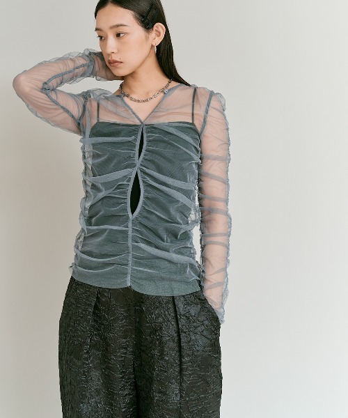 W:Huku(フーク)の「【W:Huku / ブライトジャカードシリーズ】コクーン シルエット パンツ(その他パンツ・レディース・チャコール/ブラック/ブラウン系その他・FREE)」の4枚目の写真