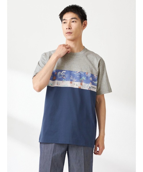 McGREGOR（マックレガー）の「ベアプリント柄布帛切り替えＴシャツ（Tシャツ/カットソー・メンズ・グリーン/チャコール/アイボリー・L/M/XL）」の3枚目の写真