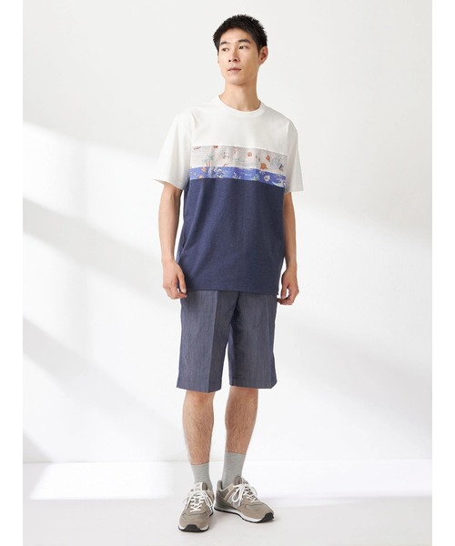 McGREGOR（マックレガー）の「ベアプリント柄布帛切り替えＴシャツ（Tシャツ/カットソー・メンズ・グリーン/チャコール/アイボリー・L/M/XL）」の5枚目の写真