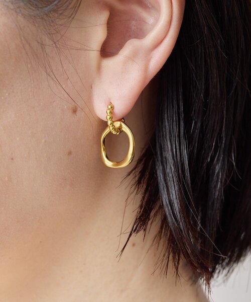 ear PAPILLONNER(イアパピヨネ)の「《金属アレルギー対応/ステンレス》2WAYボールフープピアス(ピアス(両耳用)・レディース・シルバー/ゴールド・FREE)」の11枚目の写真