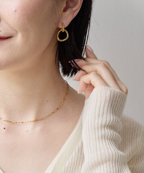 ear PAPILLONNER(イアパピヨネ)の「《金属アレルギー対応/ステンレス》2WAYボールフープピアス(ピアス(両耳用)・レディース・シルバー/ゴールド・FREE)」の12枚目の写真