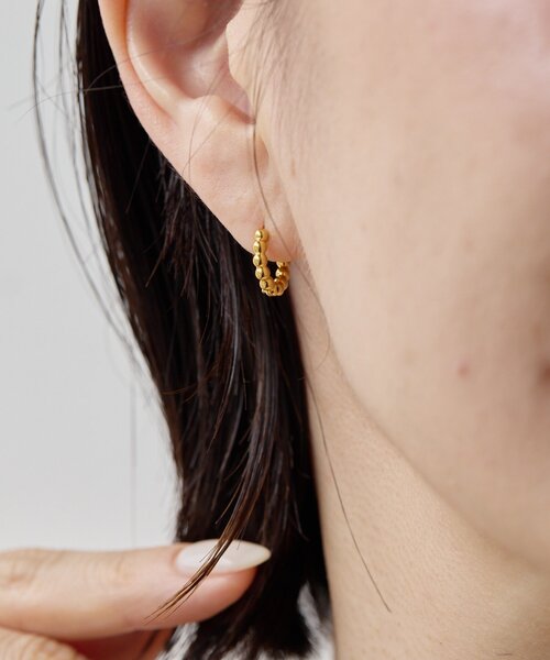 ear PAPILLONNER(イアパピヨネ)の「《金属アレルギー対応/ステンレス》2WAYボールフープピアス(ピアス(両耳用)・レディース・シルバー/ゴールド・FREE)」の13枚目の写真