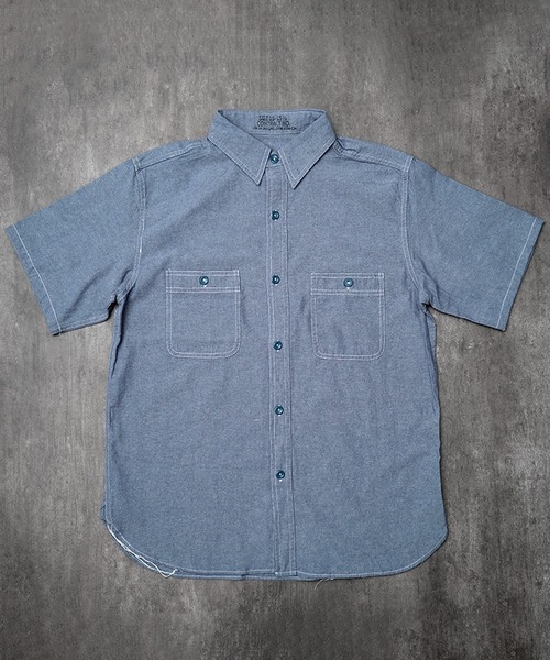 YMCLKY(ワイエムシーエルケーワイ)の「米軍タイプ 半袖 シャンブレーシャツ 無地 YMCLKY. #JS234YN(Tシャツ/カットソー・メンズ・ブルー/ホワイト・14/15 /16/17/18)」の1枚目の写真