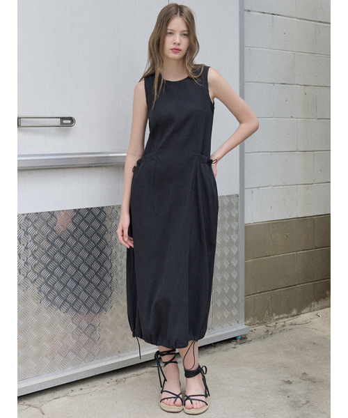 AVANT-G(アバン)の「Seersucker Sleeveless Long Dress - BLACK(ワンピース・レディース・その他・FREE)」の2枚目の写真