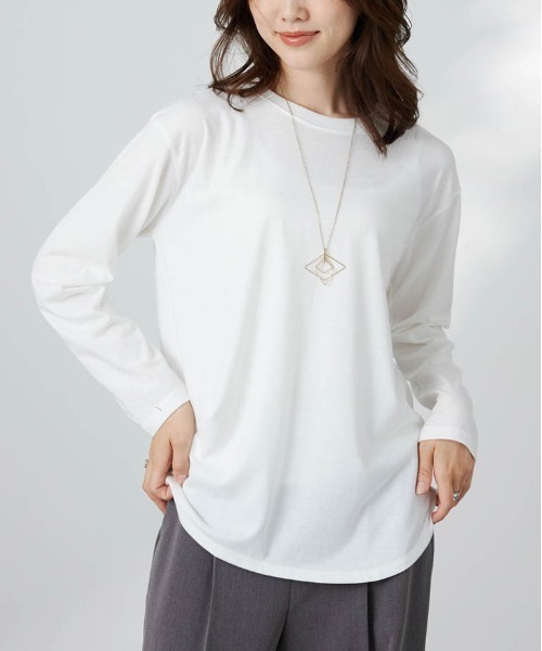 BELLUNA PLUS（ベルーナ）の「インナー付透かし編みニットアンサンブル（アンサンブル・レディース・アイボリー/ブラウン・MEDIUM/X-LARGE/LARGE）」の18枚目の写真