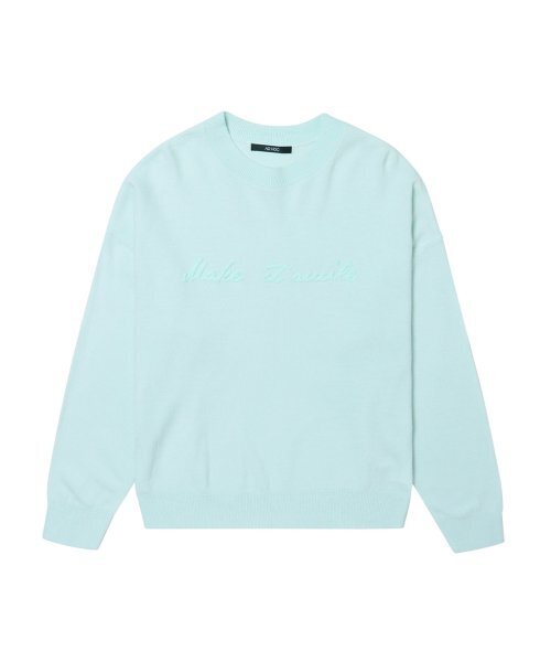 ADHOC(アドホック)の「レディース クルーネック刺繍ニット(ミント)(ニット/セーター・レディース・その他・90/85)」の1枚目の写真