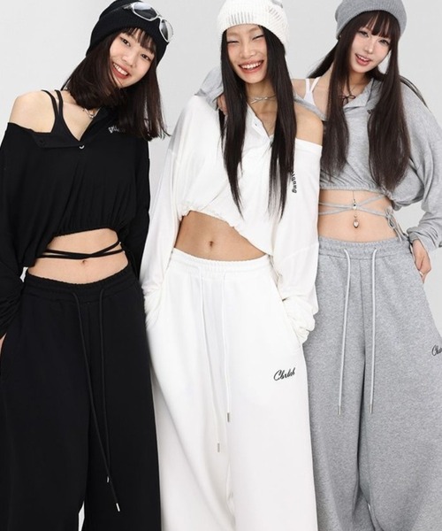 CHEER(チアー)の「【変形2WAY】左脇ドローコード付き ヘンリーネック クロップドプルオーバー ショート丈 ドロップショルダー さらもち触感(Tシャツ/カットソー・レディース・グレー・FREE)」の20枚目の写真