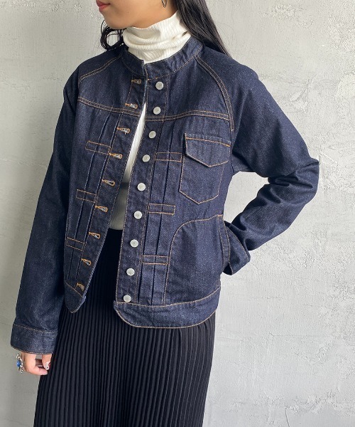 Si-Si-Si（スースースー）の「【WEB先行予約】[si-si-si comfort/スースース― コンフォート] スタンドカラー デニムジャケット(WEB限定)（デニムジャケット・レディース・ワンウォッシュ・38/36/40）」の6枚目の写真