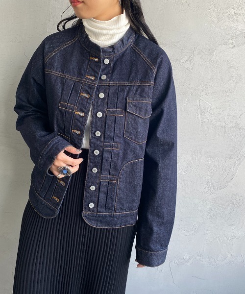 Si-Si-Si（スースースー）の「【WEB先行予約】[si-si-si comfort/スースース― コンフォート] スタンドカラー デニムジャケット(WEB限定)（デニムジャケット・レディース・ワンウォッシュ・38/36/40）」の16枚目の写真