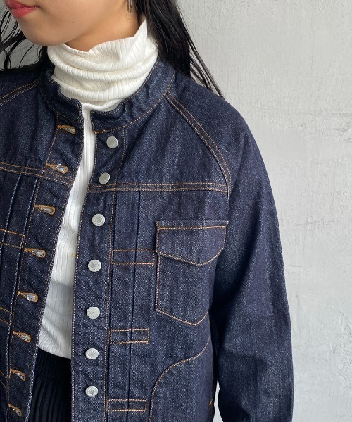 Si-Si-Si（スースースー）の「【WEB先行予約】[si-si-si comfort/スースース― コンフォート] スタンドカラー デニムジャケット(WEB限定)（デニムジャケット・レディース・ワンウォッシュ・38/36/40）」の19枚目の写真