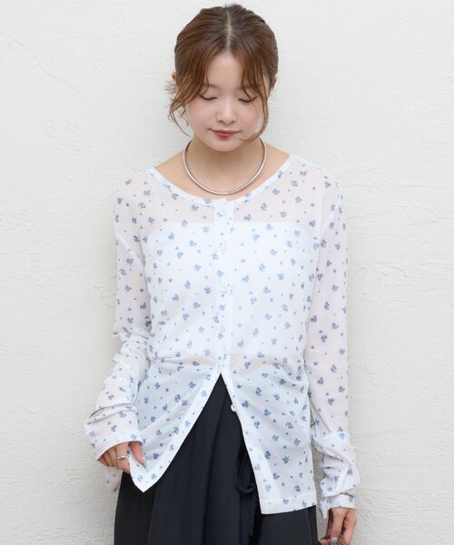 mystic(ミスティック)の「フラワーチュール2WAYロンT(Tシャツ/カットソー・レディース・オフホワイト/ブラウン・FREE)」の3枚目の写真
