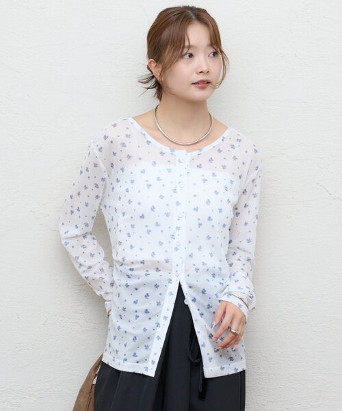 mystic(ミスティック)の「フラワーチュール2WAYロンT(Tシャツ/カットソー・レディース・オフホワイト/ブラウン・FREE)」の12枚目の写真