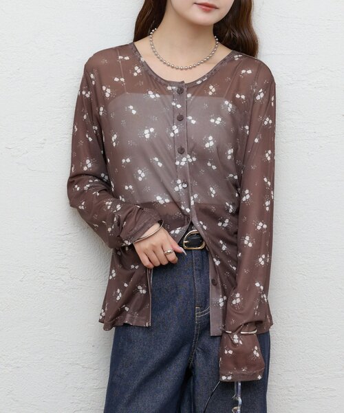mystic(ミスティック)の「フラワーチュール2WAYロンT(Tシャツ/カットソー・レディース・オフホワイト/ブラウン・FREE)」の20枚目の写真