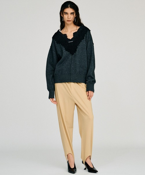 PRANK PROJECT（プランクプロジェクト）の「【2026Autumn Pre-Order】Vネックレースニット / V-Neck Lace Knit（ニット/セーター・レディース・ブルー/ブラック/チャコールグレー・FREE）」の7枚目の写真