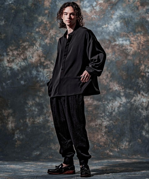 Jih Nunc(ジーヌンク)の「ms6594-ストレッチスタンドカラーオーバーシャツ(JIH-R1235)(シャツ/ブラウス・メンズ・ダークベージュ/ブラック/チャコール/オフホワイト・L/S/M)」の20枚目の写真