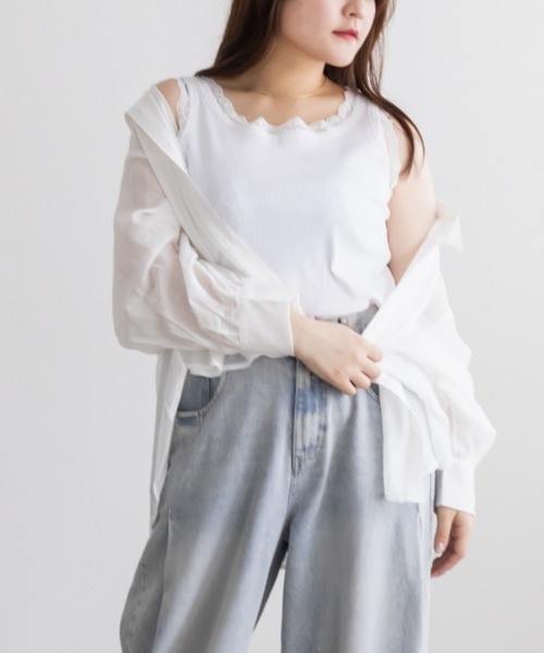 CLETTE（クレット）の「レース付きリブタンクトップ（タンクトップ・レディース・ブラック/オフホワイト・3L/LL/4L）」の11枚目の写真