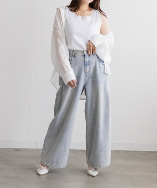 CLETTE（クレット）の「レース付きリブタンクトップ（タンクトップ・レディース・ブラック/オフホワイト・3L/LL/4L）」の13枚目の写真