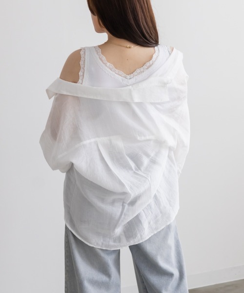 CLETTE（クレット）の「レース付きリブタンクトップ（タンクトップ・レディース・ブラック/オフホワイト・3L/LL/4L）」の12枚目の写真