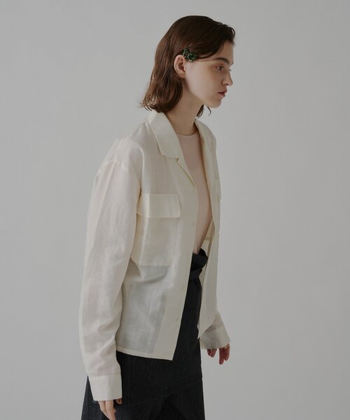 WHIMSIC(ウィムジック)の「【UNISEX】シアーオープンカラーシャツ(シャツ/ブラウス・メンズ・ピンク/オフホワイト/ブラウン・FREE)」の10枚目の写真