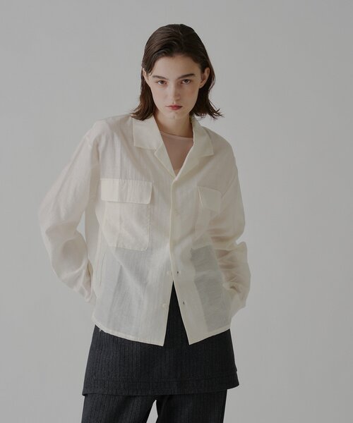 WHIMSIC(ウィムジック)の「【UNISEX】シアーオープンカラーシャツ(シャツ/ブラウス・メンズ・ピンク/オフホワイト/ブラウン・FREE)」の11枚目の写真