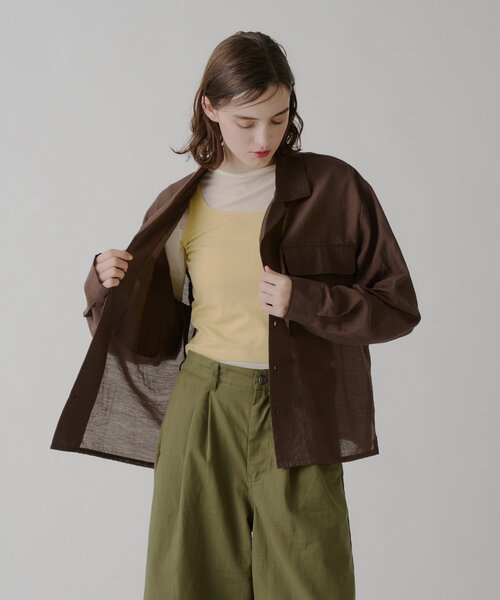 WHIMSIC(ウィムジック)の「【UNISEX】シアーオープンカラーシャツ(シャツ/ブラウス・メンズ・ピンク/オフホワイト/ブラウン・FREE)」の17枚目の写真